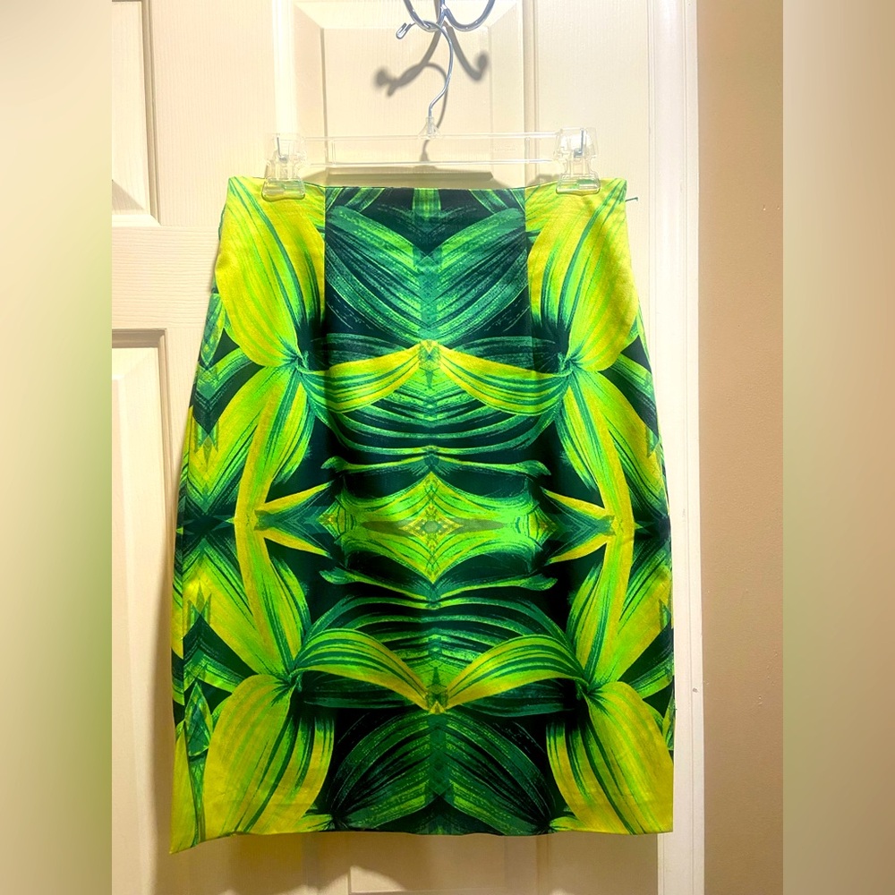 Worthington Green and Yellow Mini Skirt